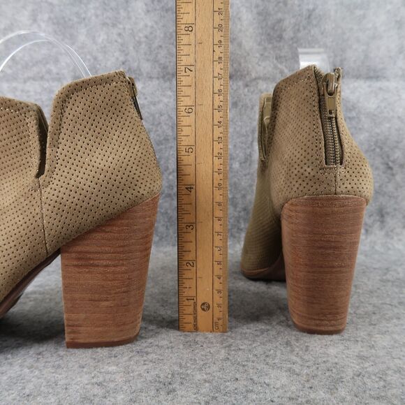 Dolce Vita Shoes Womens 7.5 Bootie Fashion Open Toe Cutout Chunky Heel Olive Zip - Picture 6 of 15